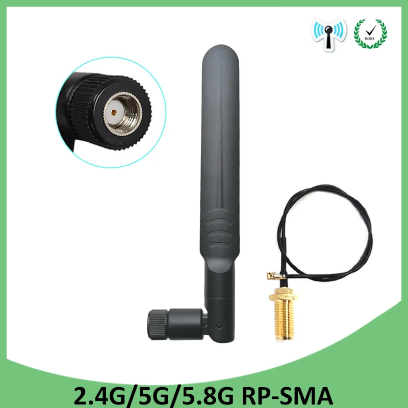 2 шт 2,4 ГГц WiFi антенна 5dBi RP-SMA Штекерный разъем 2,4 ГГц антена Wi-Fi маршрутизатор+ 21 см PCI U. FL IPX к SMA штыревой кабель