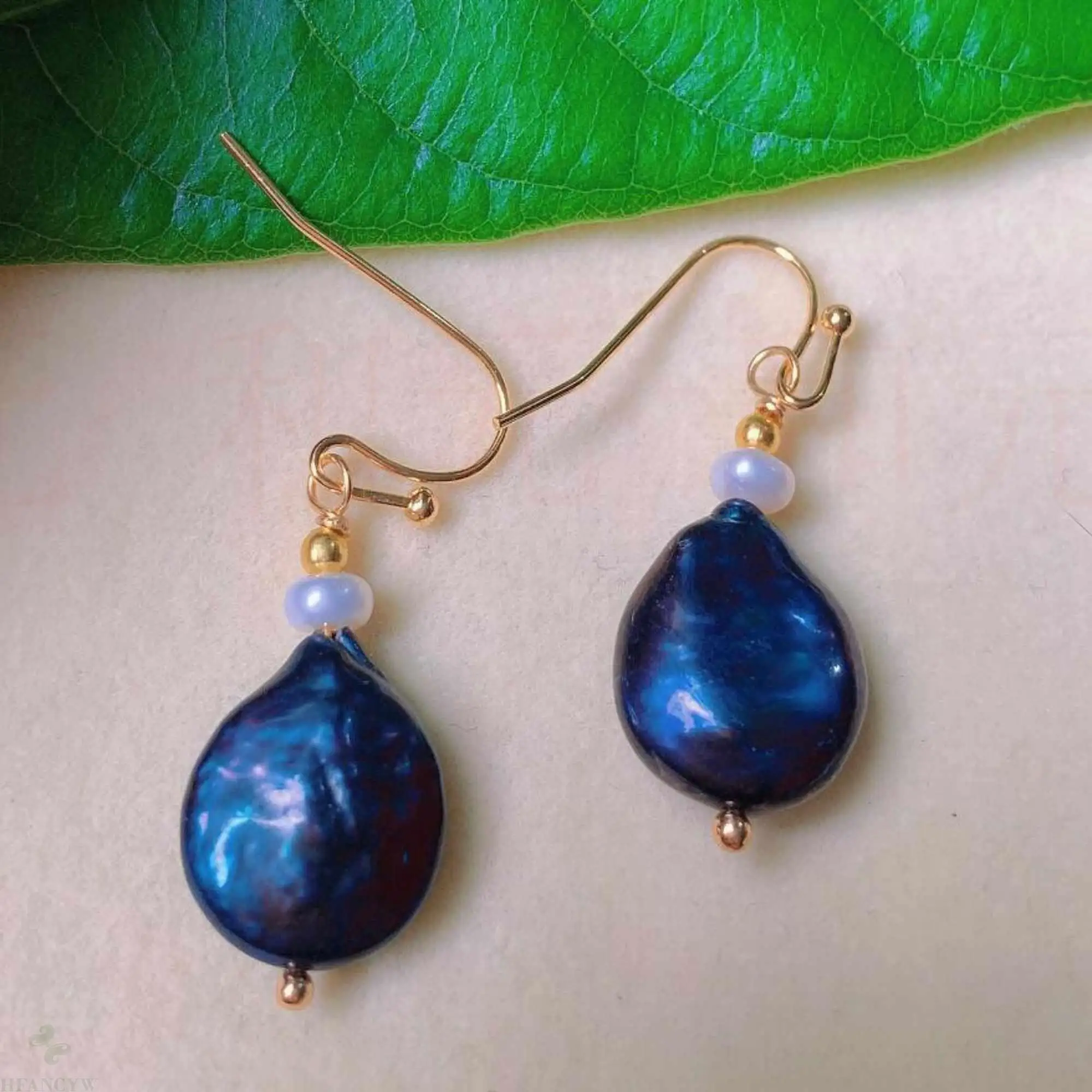 

Fashion natural black drop pearl gold 18k earrings gift Party Thanksgiving Cultured FOOL'S DAY Lucky CARNIVAL Ear stud