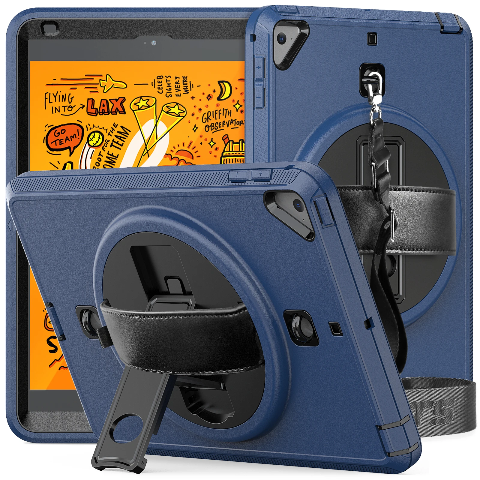 

For iPad Mini 4 5 7.9inch Tablet Cover For iPad 9.7" 2017 2018 /Pro 9.7/Air2 With Protective film and Shoulder strap Tablet Case
