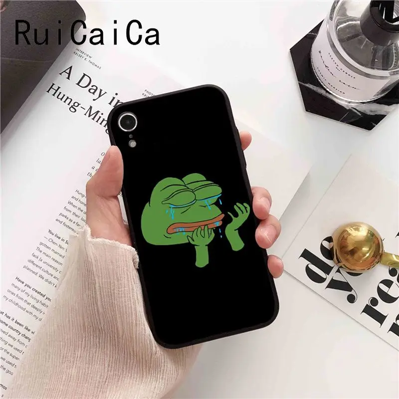 Ruicaica Pepe мемы грустная Лягушка черная мягкая крышка чехол для телефона iPhone 8 7 6 S Plus