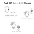 Реальные 925 стерлингового серебра женское кольцо с жемчугом и бисером с подвеской в форме кольца ювелирных изделий с цветочным дизайном для девочек женские свадебные украшения ко дню рождения