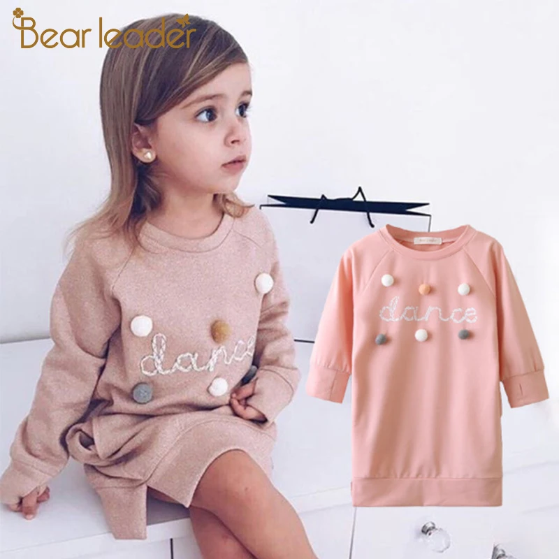 Bear leader/платье для девочек; Новинка года; весеннее повседневное детское платье трапециевидной формы в полоску с оборками и длинными рукавами для От 3 до 7 лет