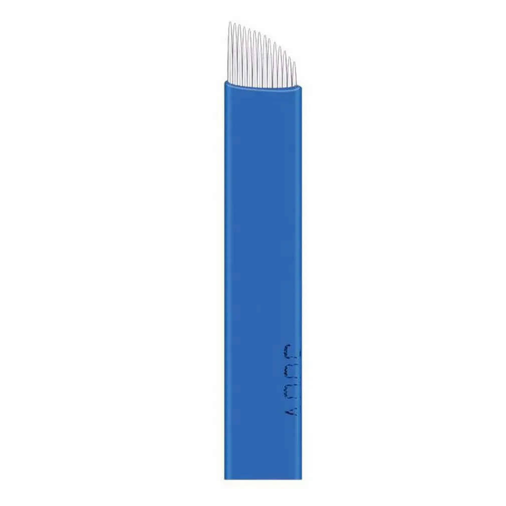 

50 Pieces Of Blue 14~18 Needle Tattoo Needle Permanent Makeup Eyebrow Embroidery Blade For 3D Micro Motion Manual Tattoo Pen