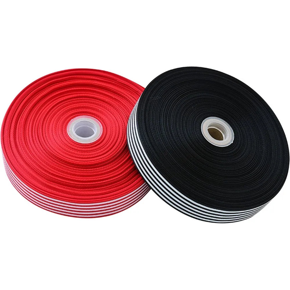 High Quality Stripe Christmas Decoration Ribbons Black Red White Striped Printed Grosgrain Ribbon Duble Face