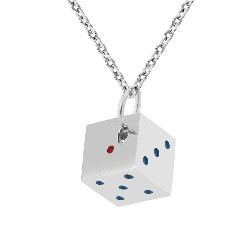 Индивидуальный кулон из нержавеющей стали с кубиками прямоугольный