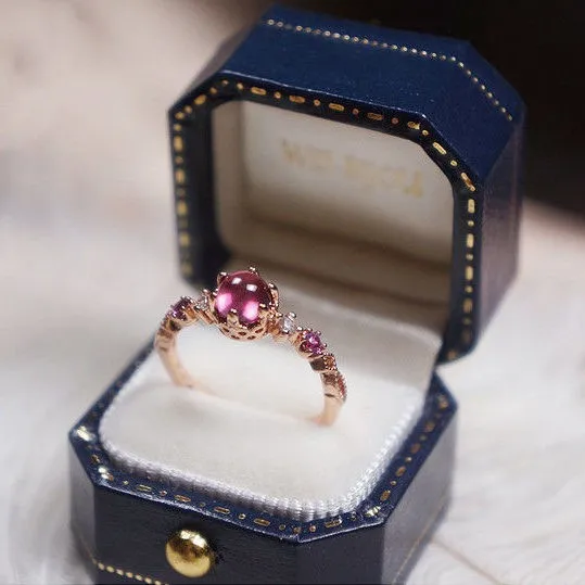 

Natural Rose Garnet Magnesium Aluminum Stone S925 Sterling Silver Simple Versatile Ring Opening Adjustable