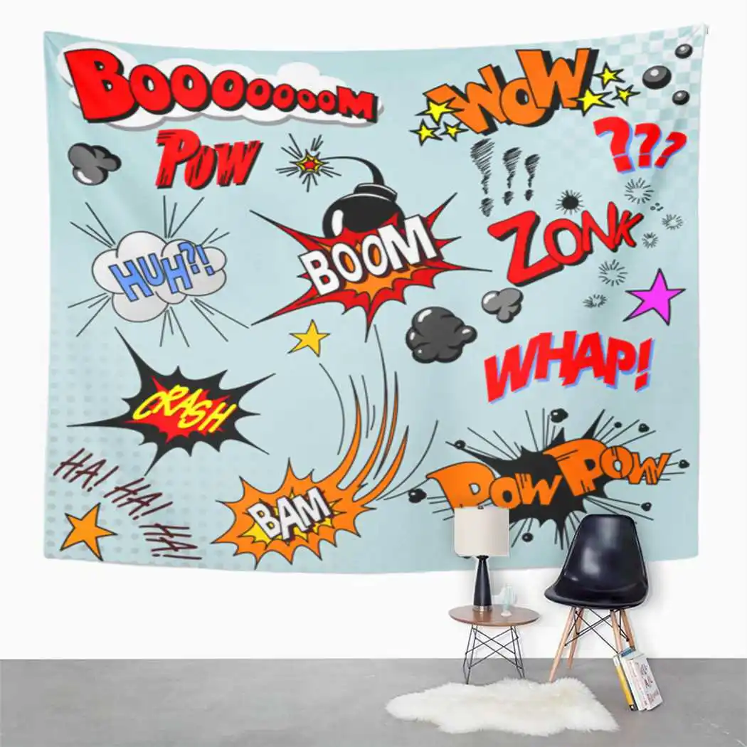 

Cool Tapestry Comic Polyester Tapestry For Bedroom Room Decor Wall Hanging Wall Art Tapestry Picnic Mat Beach Towel Bed Cover