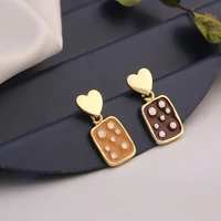 2021 trendy simple enamel square geometric drop earrings for women love heart dangle statement earrings boho jewelry