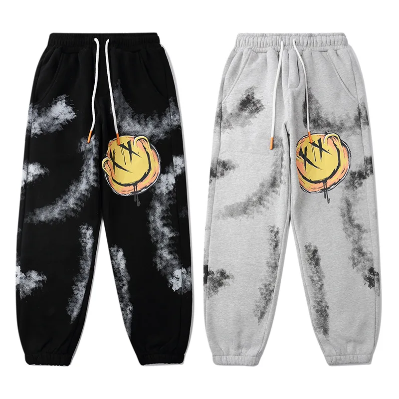 

Autumn and winter clothing ink binding smiling face printing sports men's casual pants loose straight PANTS LEGGINGS