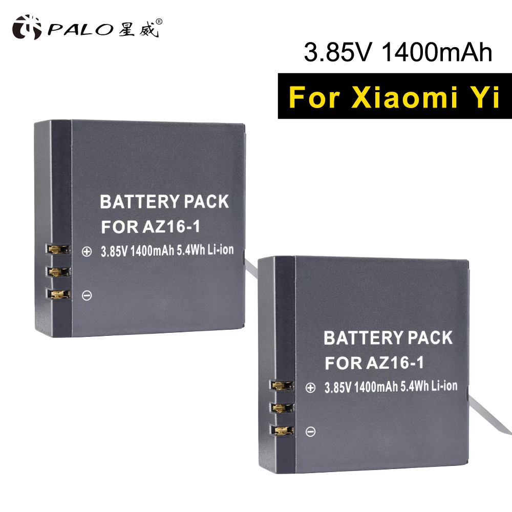 PALO 2 шт 3 85 v 1400mAh AZ16-1 Батарея цифровой камеры для спортивной Xiaomi-Xiaoyi 4K экшн-камеры II