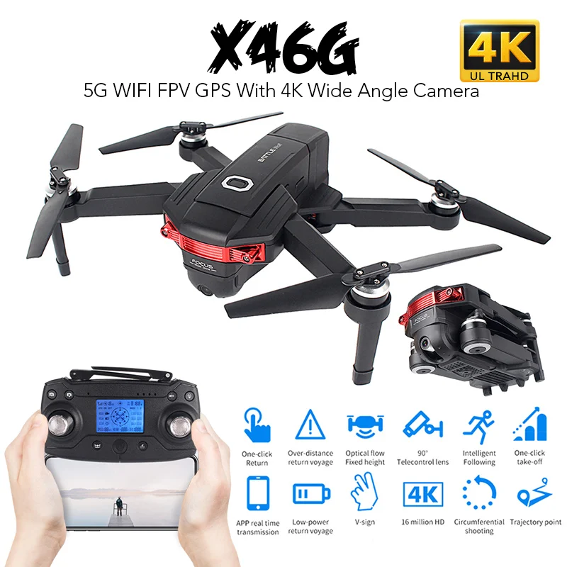 X46G 5G Wi Fi FPV gps с 4K широкоугольной двойной камерой бесщеточный складной