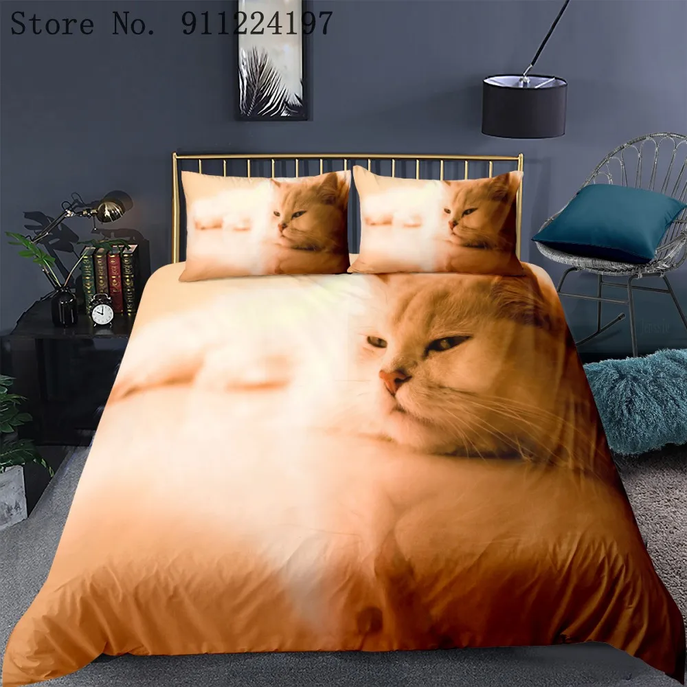 

Animal 3d Cute Pet Cat Print Custom Comforter Bedding Set Kitten Duvet Quilt Cover 3pcs Twin Designer Designer Bedding Luxury