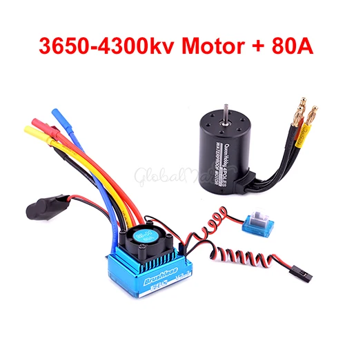 80A and 3650-4300KV 3650 3900kv 4300kv бесщеточный двигатель/45A 60A 80A 120A бесщеточный ESC электрический регулятор скорости пыленепроницаемый для 1:10 1/10 RC автомобилей - Цвет: 80A and 3650-4300KV