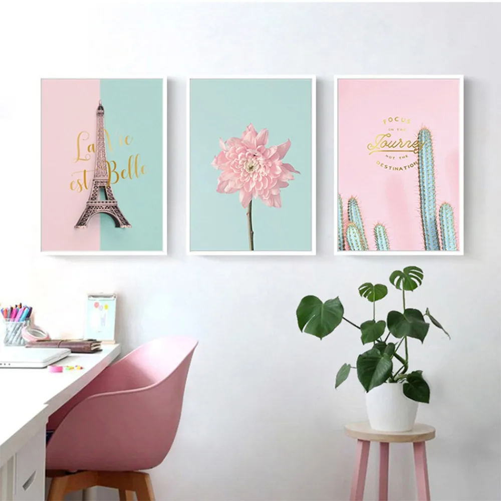 Персик Вишневый цветок фотоэлемент плакат кактус Современная Настенная картина