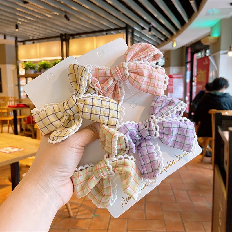 

Заколки для волос для девочек, с клетчатым принтом, бабочки, детские заколки для волос, заколки, головной убор, детская Шпилька, головной убо...