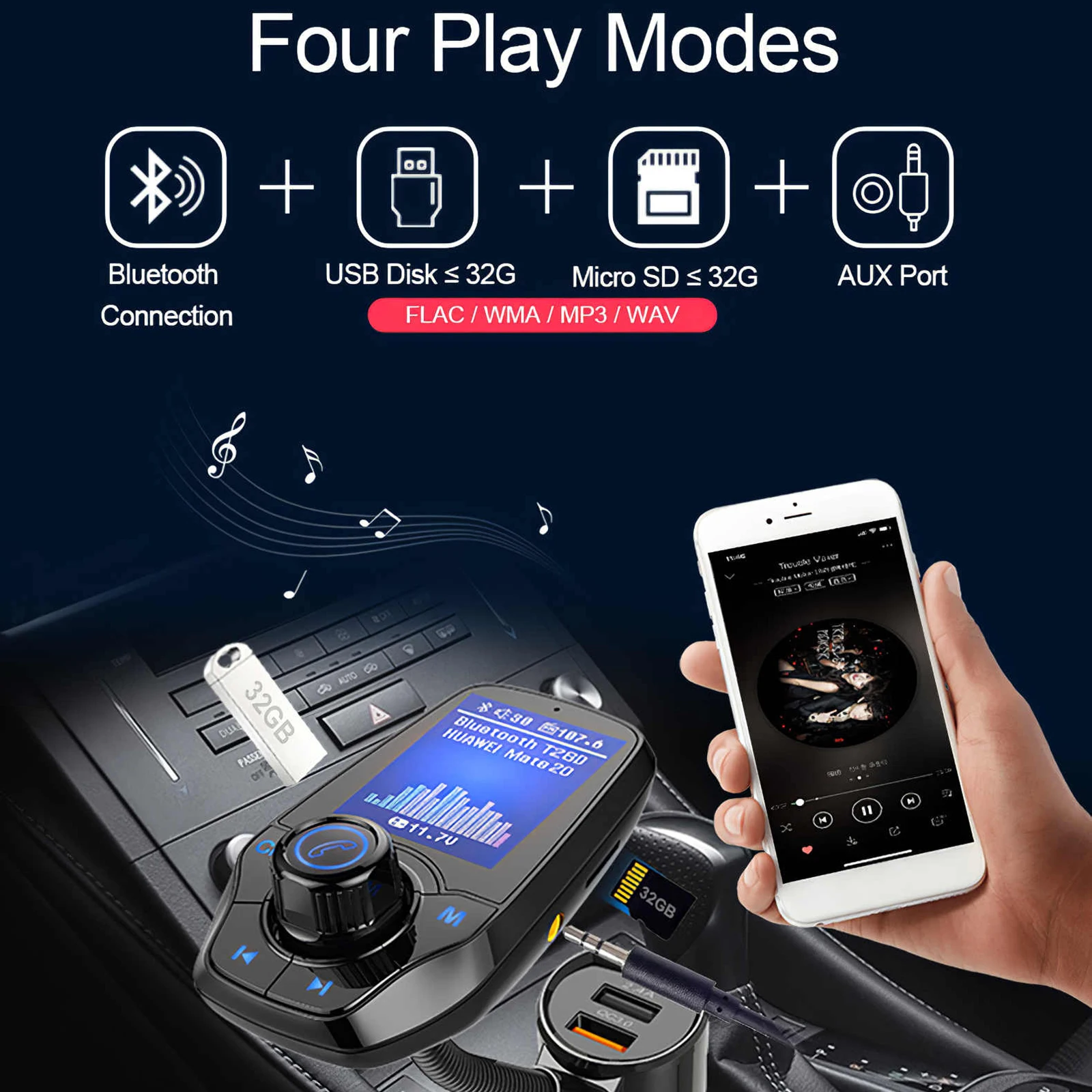 Новый многофункциональный FM-передатчик Bluetooth 5 0 автомобильный комплект громкой