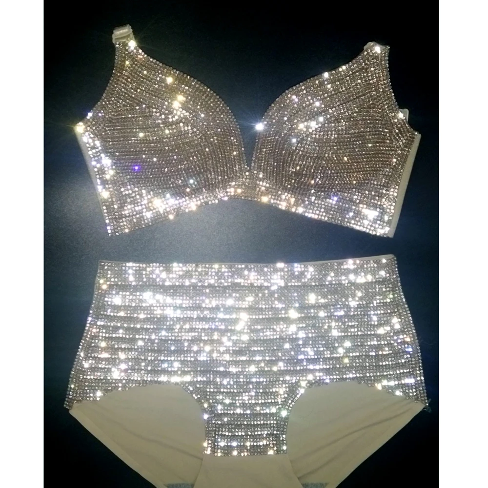 Новый комплект бикини для женщин яркий карнавальный бюстгальтер со стразами