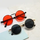 Солнцезащитные очки мужские и женские, круглые, металлические, винтажные, с зеркальными линзами, UV400