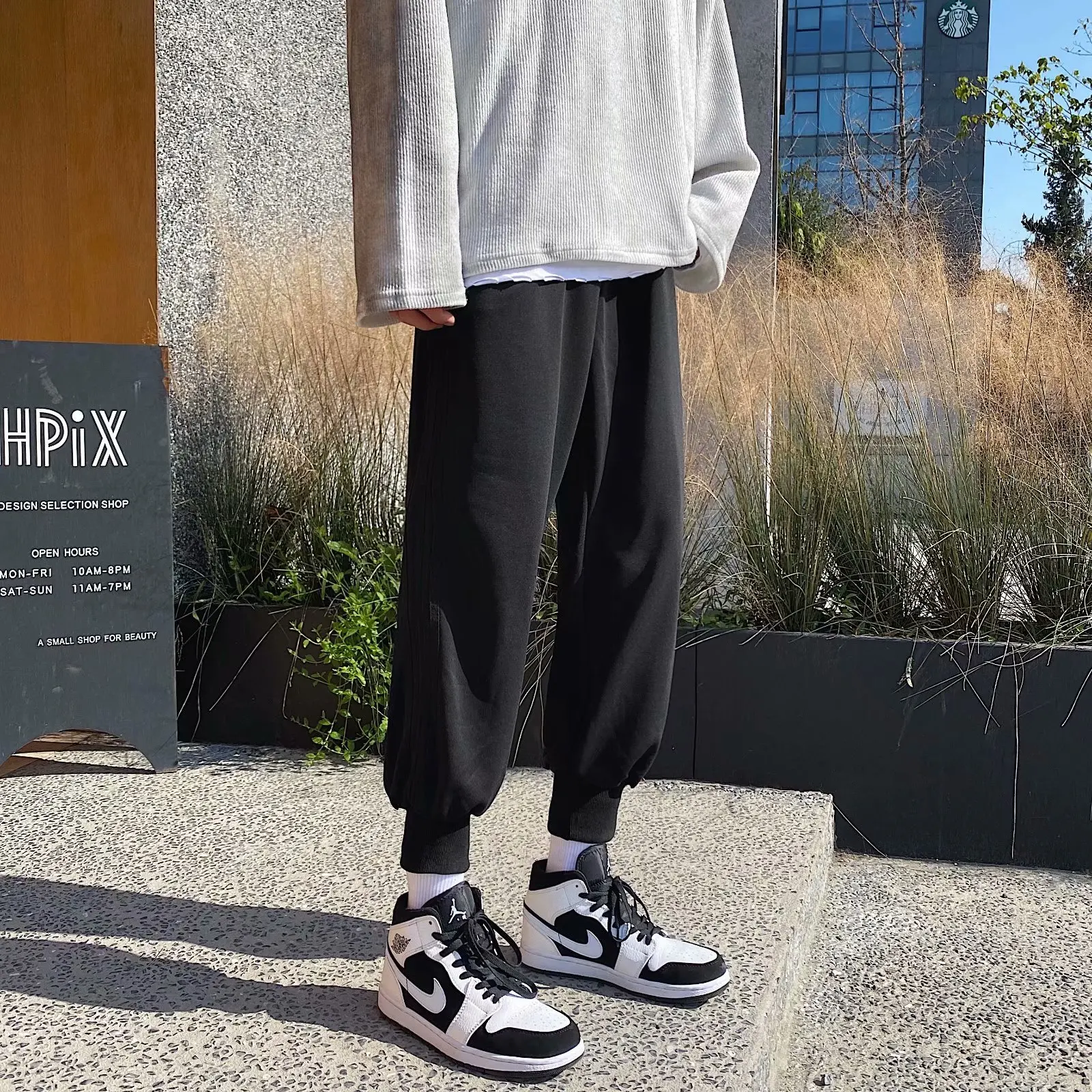 

Korean version of the trend of loose-fitting casual trousers student trousers Hong Kong fashion brand spring gray sports pants