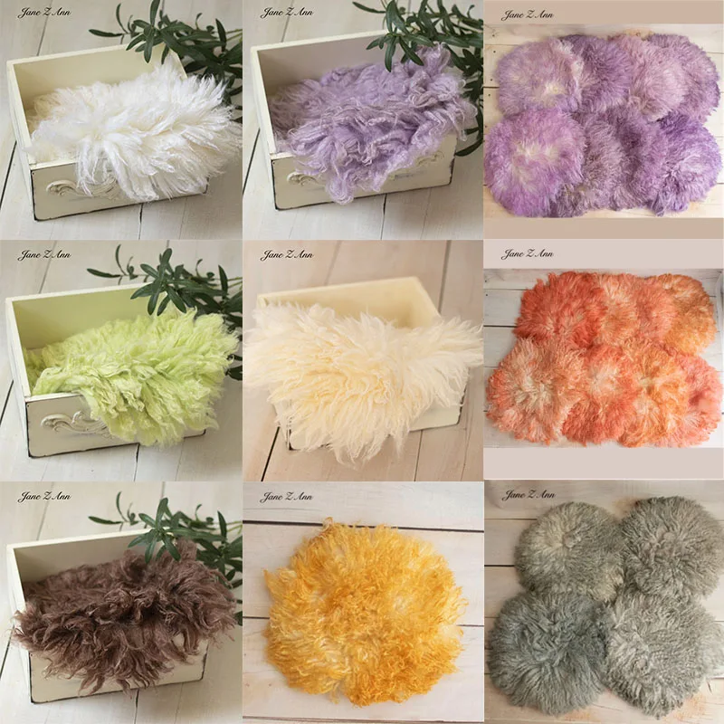 

Newborn Photography Blanket 100 days Baby Photo basket filler Handmade Wool Fleece mat about 40cm