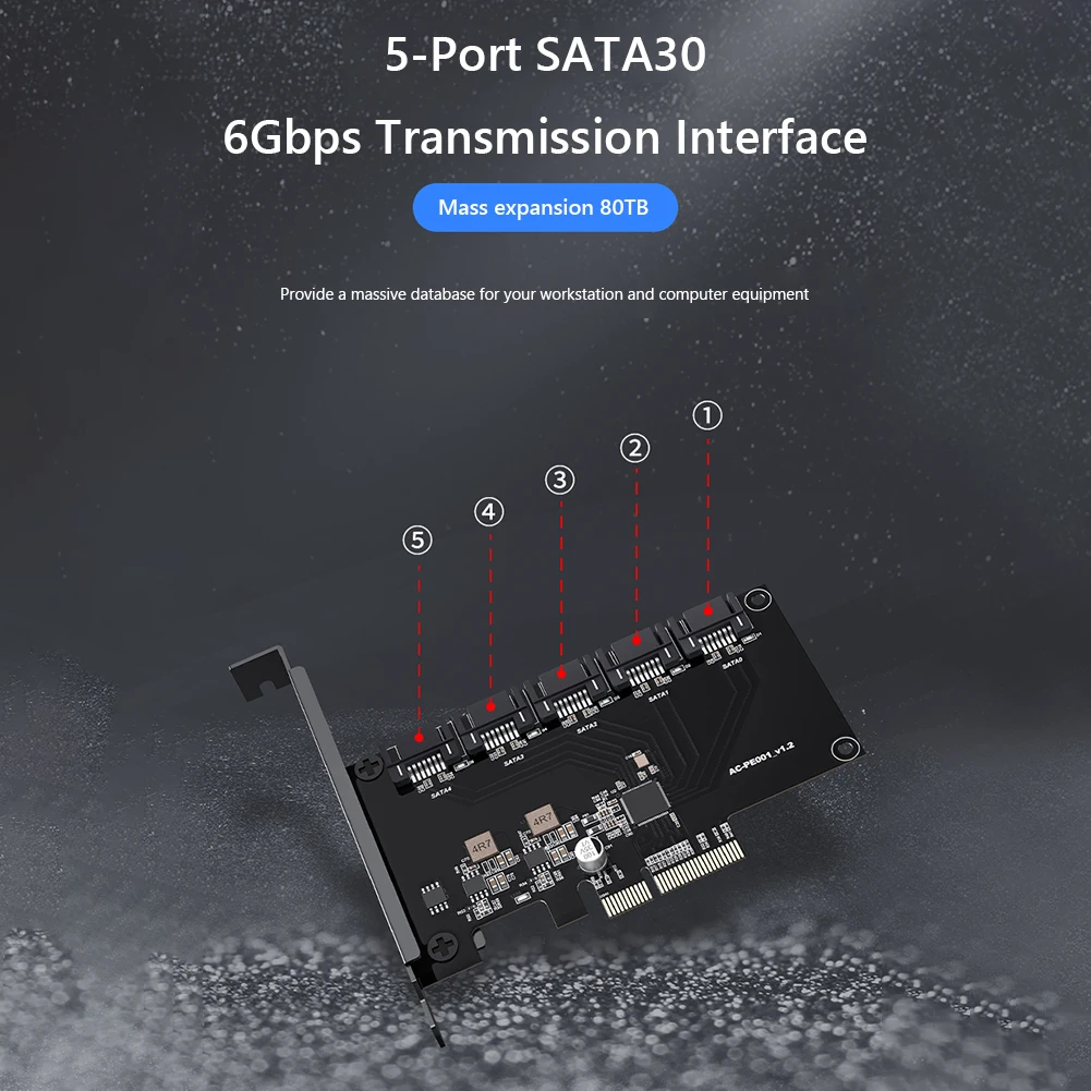 адаптер sata pcie 5 портов sata 30 pcie x4 расшир
