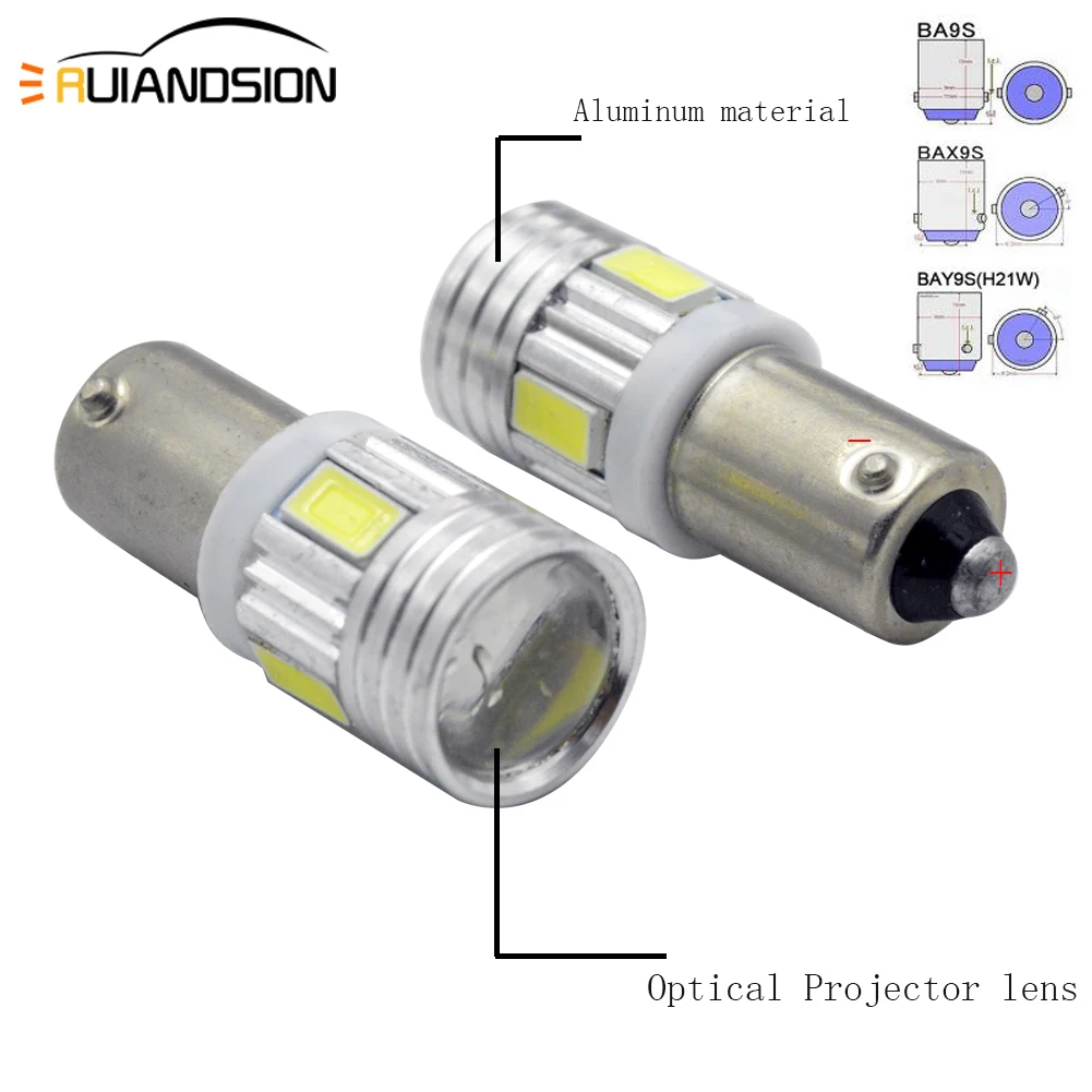 BA9S BAX9S BAY9S 6 SMD 5630 Светодиодные лампы T4W H6W H21W автомобильный Стайлинг Светодиодная лампа-индикатор парковочная боковая купольная лампа Поворотная лампа 180lm 12-16V