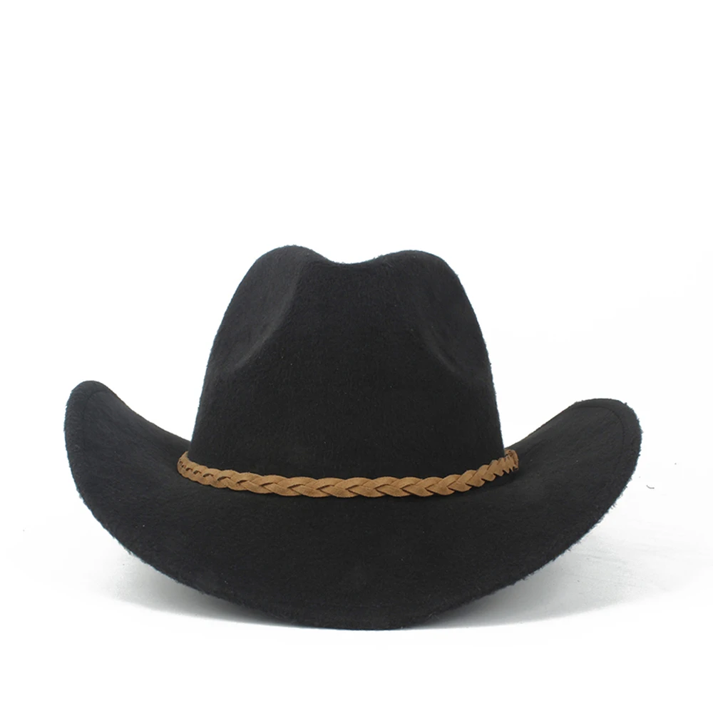 

Fashion Women Men Wool Hollow Western Cowboy Hat Wide Brim Fedora Outblack Sombrero Hombre Jazz Cap