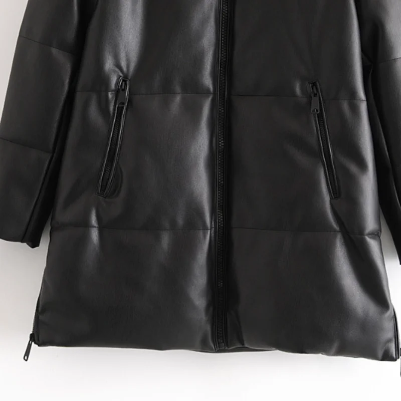 2021 New Winter  Fashion Women  Parkas Straight Loose Ladies  Black Coats Elegant Pockets Cotton Jackets Female JM