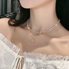 Ожерелье IPARAM женское винтажное, простая металлическая подвеска с полым жемчугом, колье-чокер, Подарочная бижутерия