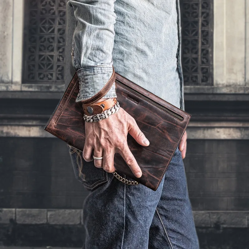 

Handbag Men's Organizer Wallets RFID Card Holder Phone Pocket Casual Genuine Leather Man Purse Coin Pocket Male Billetera