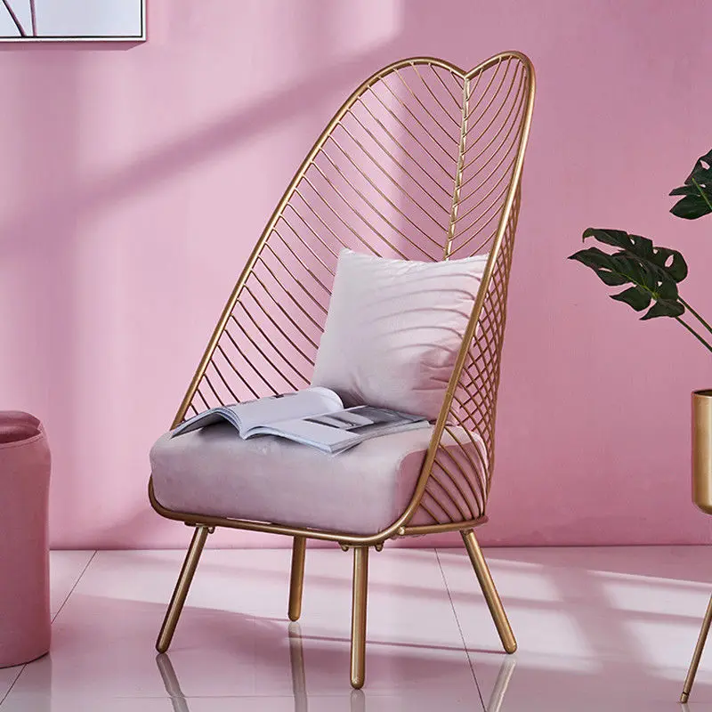 

Nordic Light Luxury Single Chair Work Lounge Chair Bedroom Living Room Balcony Wrought Iron Chair Backrest Lazy Chair Stool