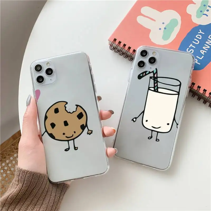 

Cute Milk Biscuits BFF Couple Phone Case Transparent for Clear iPhone case 11 12 mini pro XS MAX 8 7 6 6S Plus X 5S SE 2020 XR