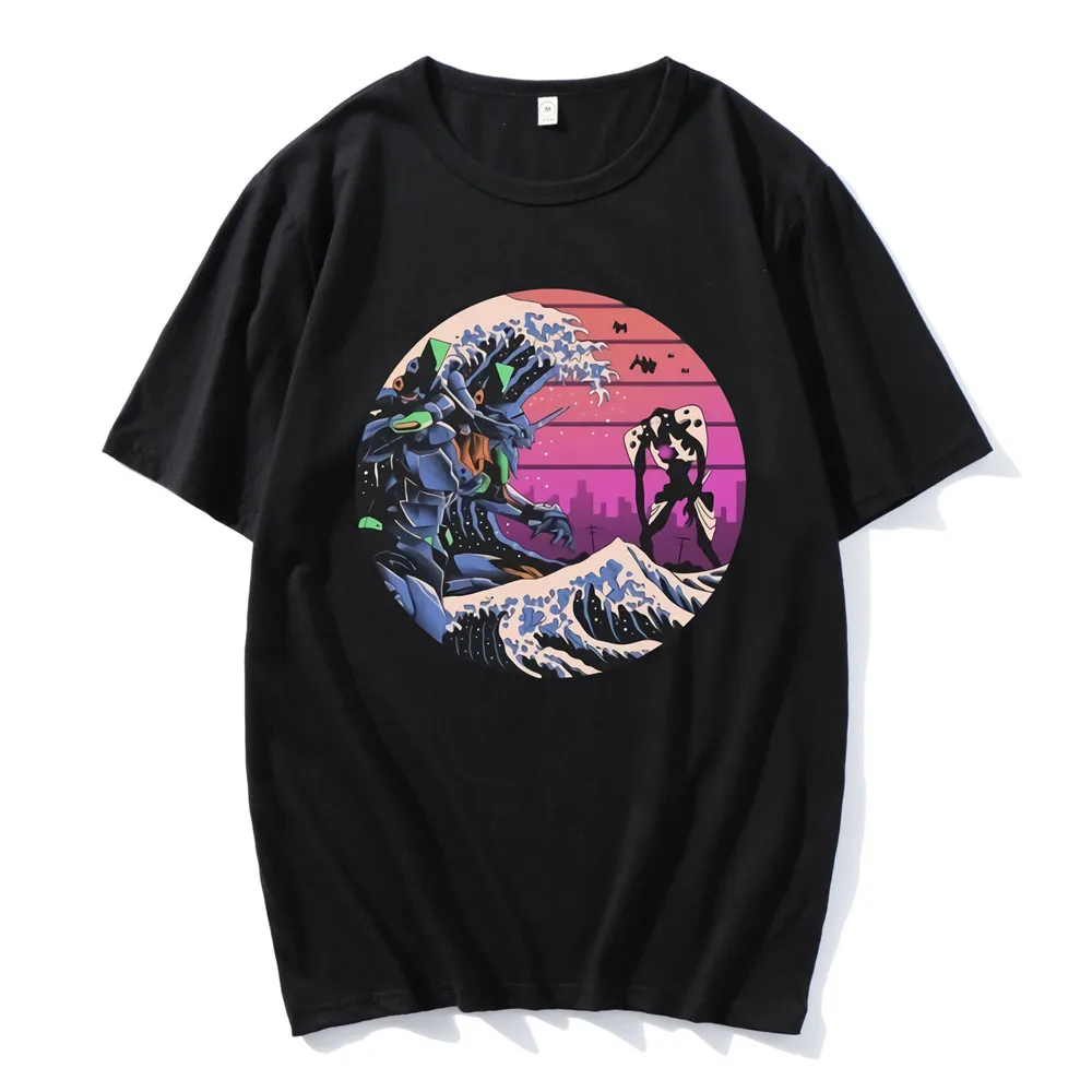 

CLOOCL Cartoon Cotton T-shirts 100% Cotton Black Tees Anime Ayanami Rei Printed Streetwear Fashion Pullover Harajuku Tops