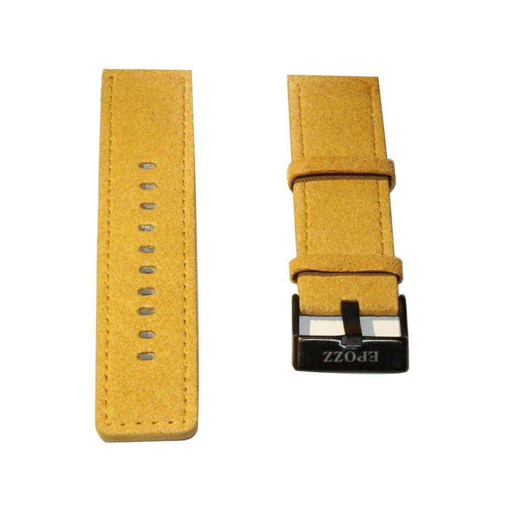 Ремешок для часов 24 мм кожаный браслет наручных с пряжкой из нержавеющей стали