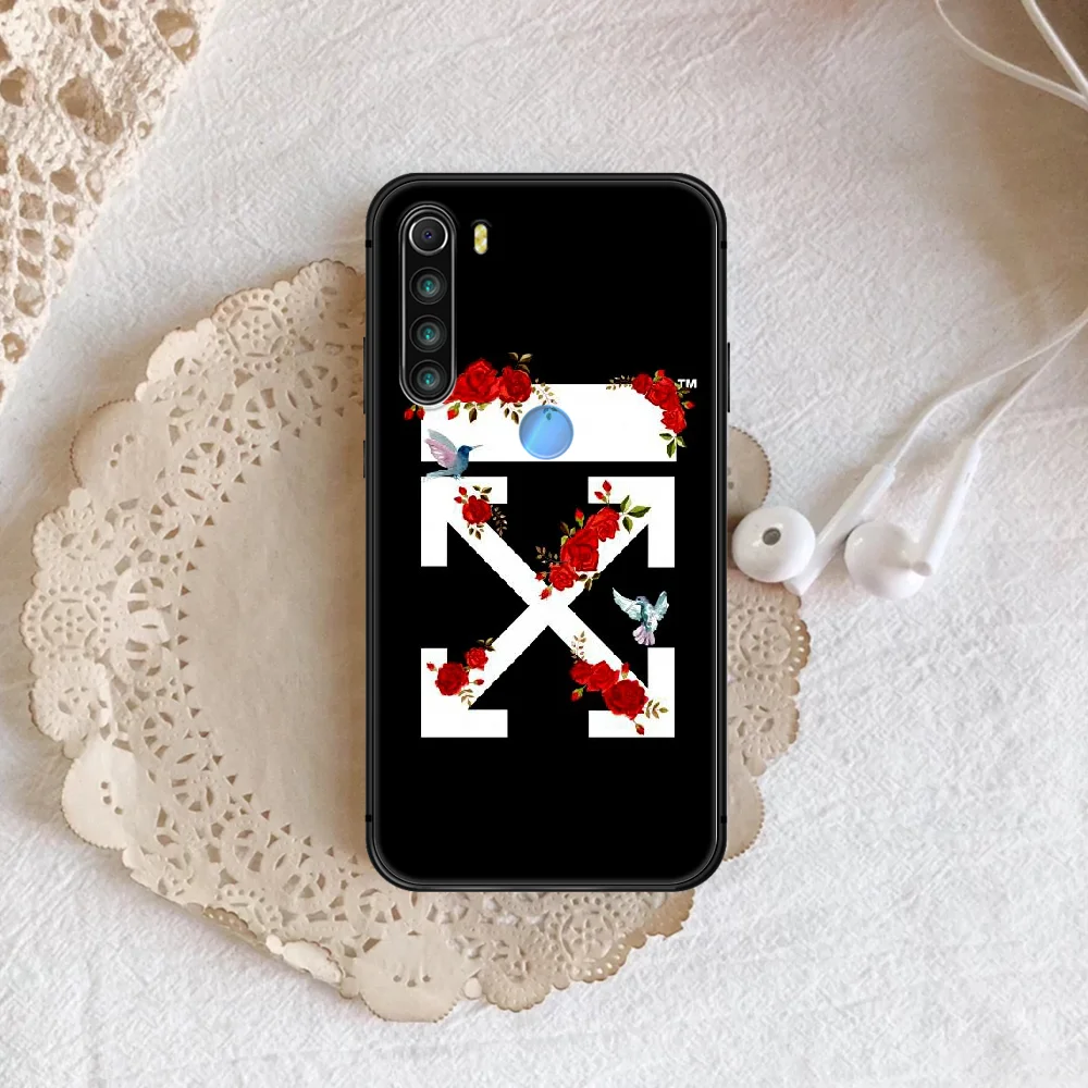 

Fashion Brand Off Rose Phone Case For XIAOMI Redmi Note 5 7 8 T 9 6A 7A 8A 9S K 20 30 Pro black Bumper Soft Waterproof Tpu Etui