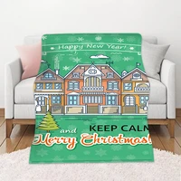 2022 fleece throw blanket couch bed super warm soft microfiber fuzzy flannel blanket adults kids merry christmas new year decor