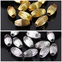 gold color plated oval 5x8mm 6x10mm 7x12mm hollow plicated metal brass loose beads lot for jewelry making diy crafts