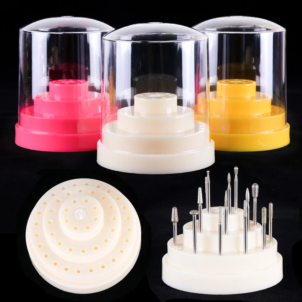 

Colorful Acrylic Nail Drill Bit Cutter Storage Box Nail Art Tools Display 48 Holes Round Holder Stand Manicure Container JI734