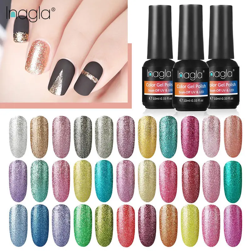 10 мл Платиновый Гель лак для ногтей Inagla отмачиваемый УФ светодиодный Блестящий