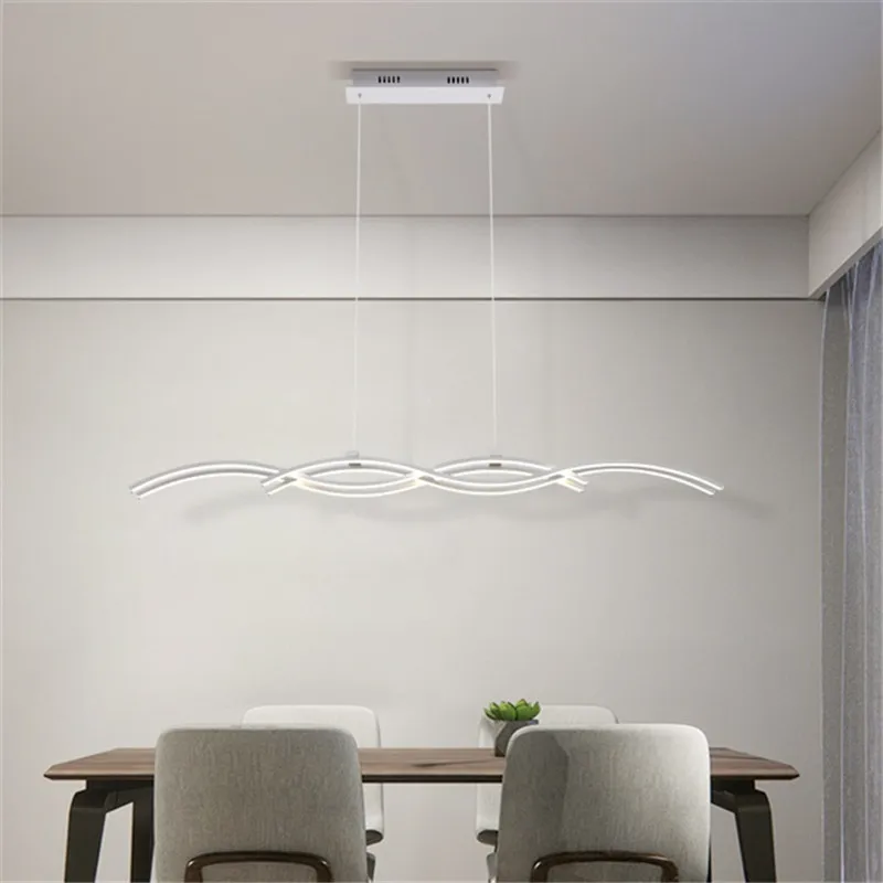 Современные светодиодные подвесные светильники в форме волны для столовой