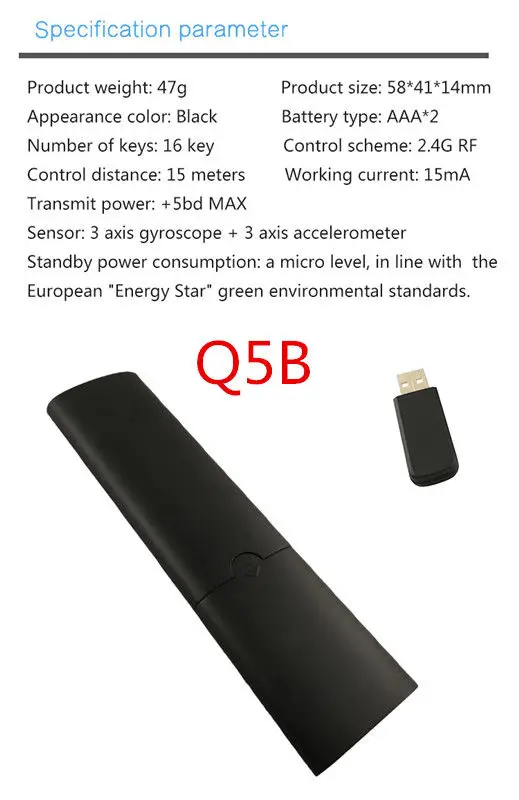 CA сток Q5 USB 2,4 ГГц wifi голосовой пульт дистанционного управления воздушная мышь с usb-приемником для Smart tv