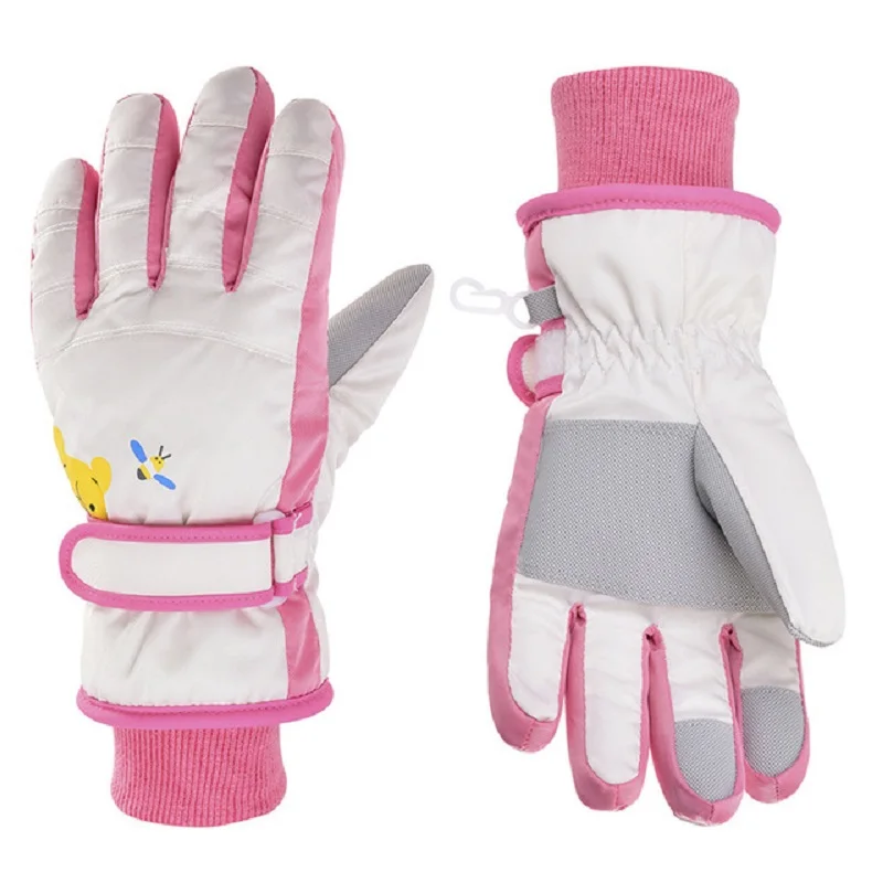 Зимние Детские лыжные перчатки с принтом длинные манжеты резьбой детские