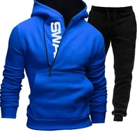 2021 men tracksuit 2 pieces set winter sweatshirt sweatpants hoodie set sportswear zipper hoodies casual mens clothing