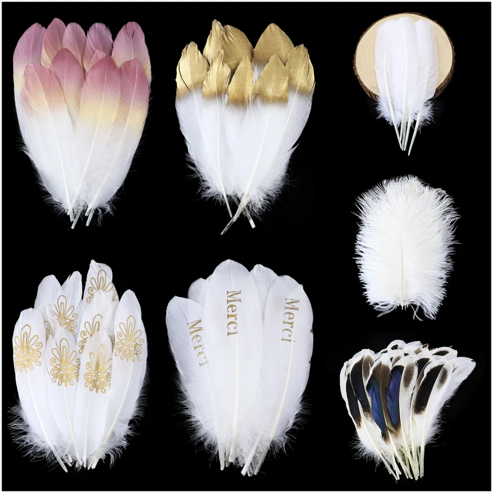 Натуральные белые перья для рукоделия изготовления ювелирных изделий головной