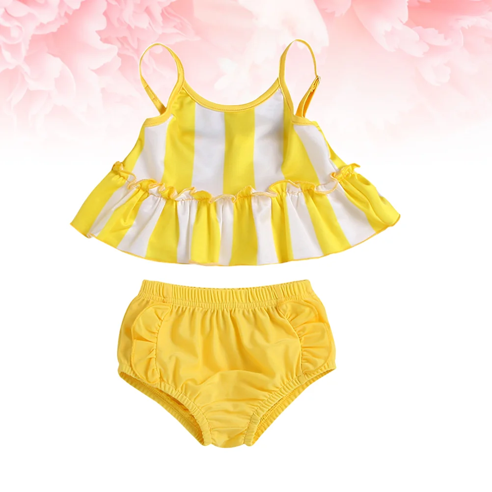 

Kids Two-pieces Swimsuit Summer Baby Girl Swimwear Swimming Clothes Bathing Suit (Yellow, Size 80cm)