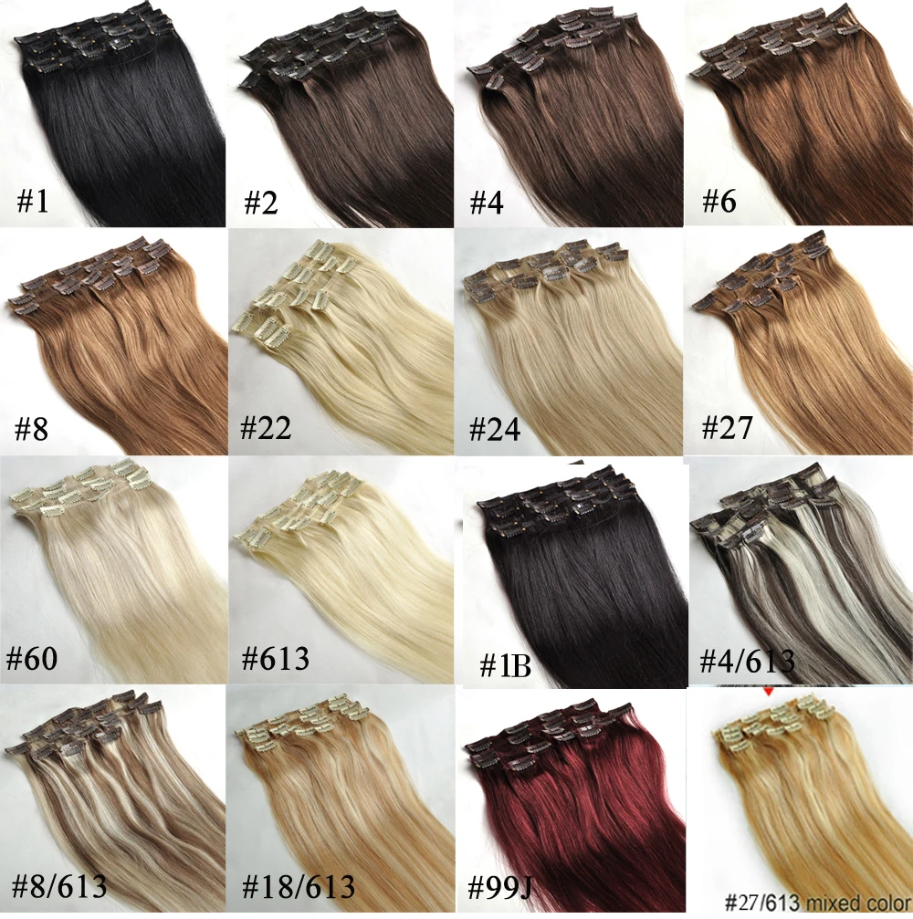 ZZHAIR 100 г-140 г 1"-24" волосы remy для машинного изготовления 7 шт. в наборе человеческие волосы для наращивания на всю голову набор Натуральные Прямые Волосы