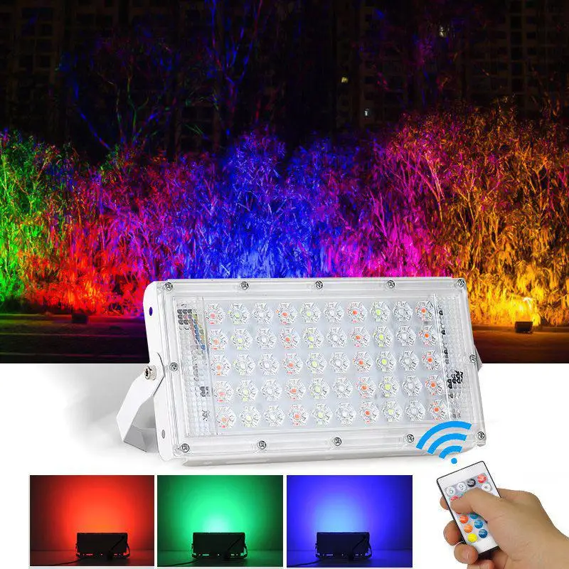 50 Вт 220 В RGB Светодиодный прожектор светильник Открытый водонепроницаемый