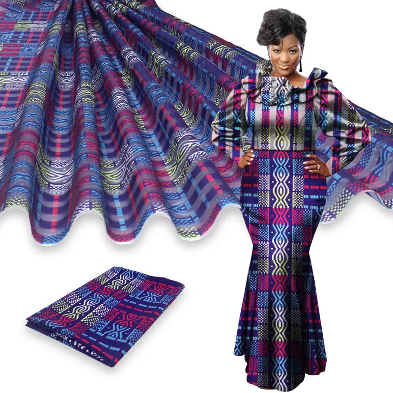 

4yards Organza + 2 yards ribbon material silk african wax print fabric silk wax fabric for women dress S200113