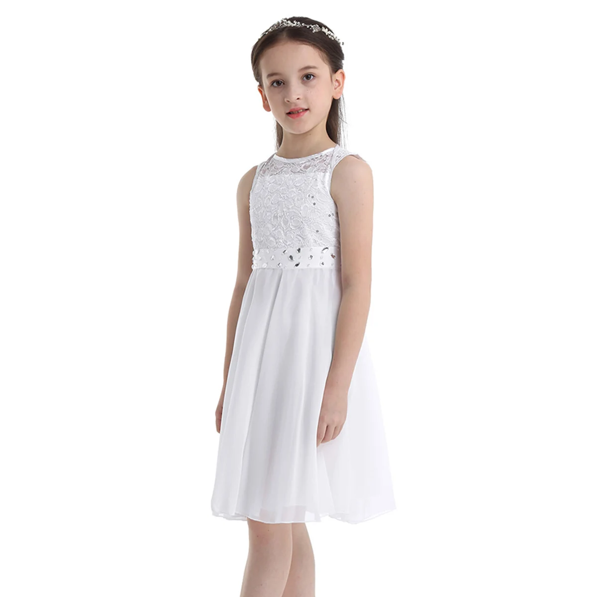 Кружевные шифоновые Детские платья iiniim для девочек платье-пачка с цветами
