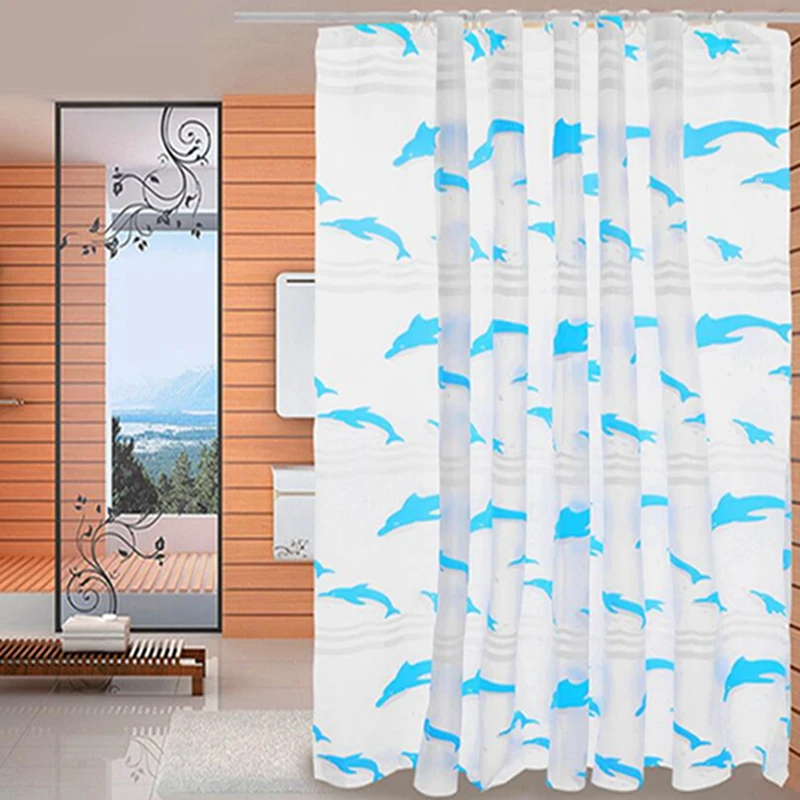 Сатиновый Дельфин узор занавеска для душа водонепроницаемый плесени моющиеся